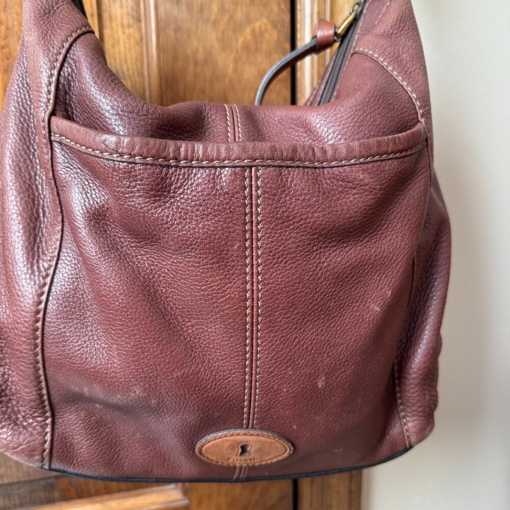 Fossil Brown Pebbled Leather Morgan Traveler Shoulder/Crossbody Bag - Picture 8 of 16